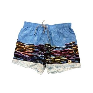 Ted Baker Swim Trunks Water Flume Print Sz 3 M Graphic Resort Vacation Swim